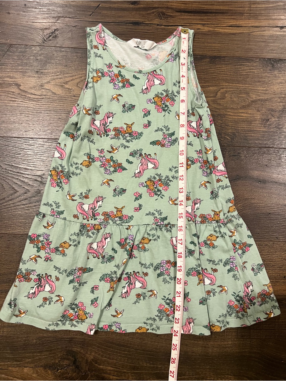 Girls' Mint Green Unicorn & Floral Tiered Summer Dress